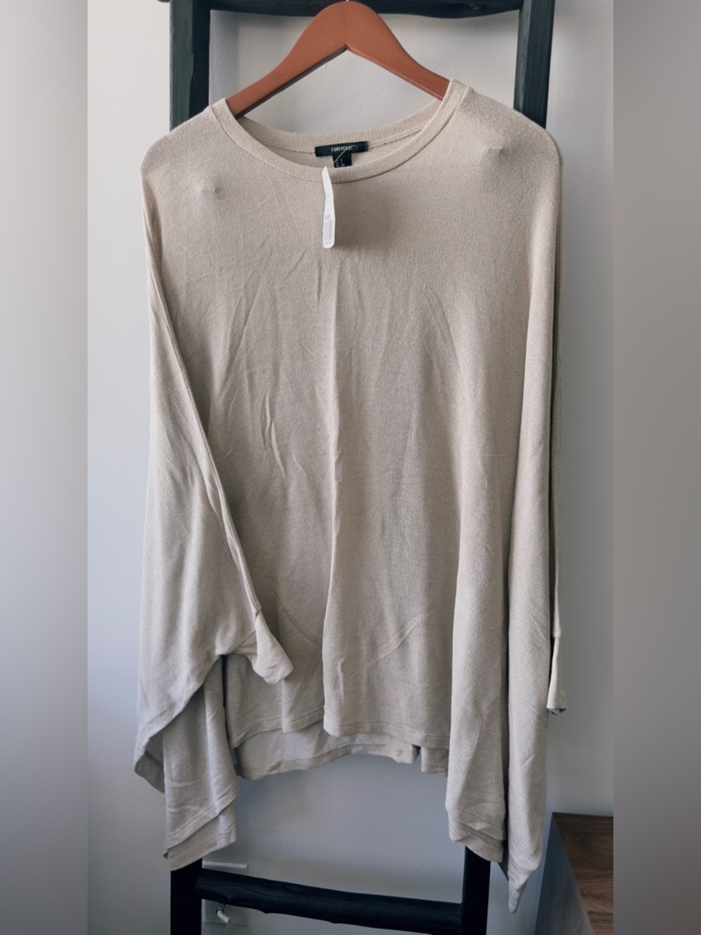 Forever 21 Beige Lightweight Poncho with sleeves